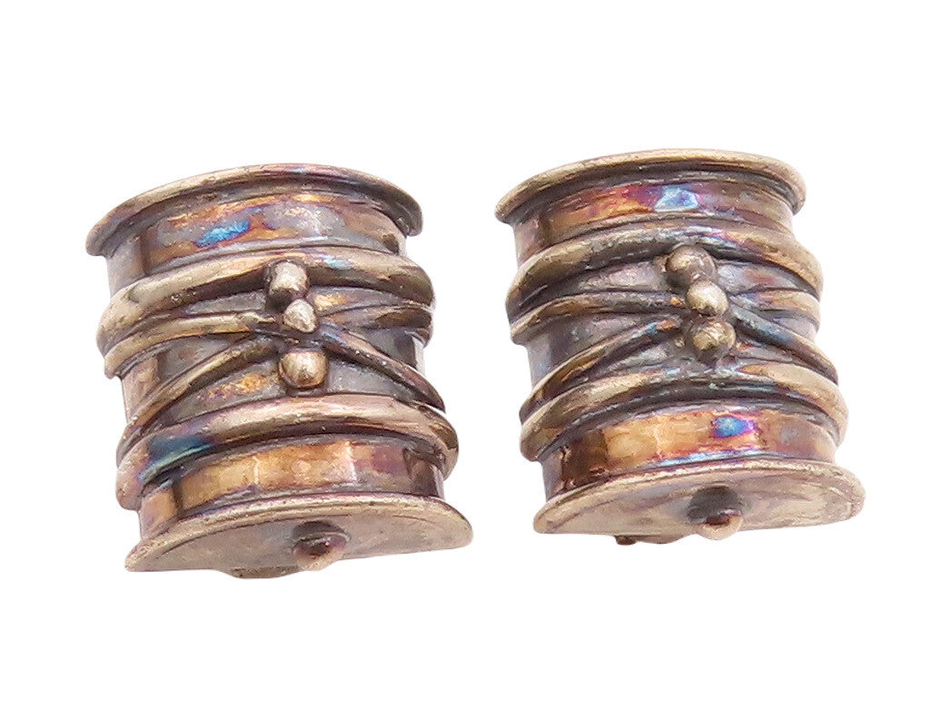 925 Sterling Silver Vintage Earrings DEBORAH ARMSTRONG Antique Carved  EG13083