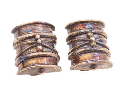 925 Sterling Silver Vintage Earrings DEBORAH ARMSTRONG Antique Carved  EG13083