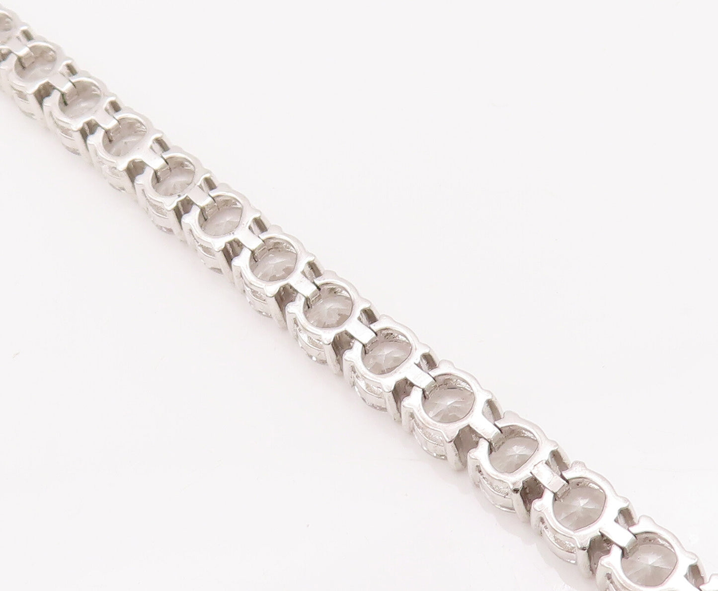 925 Sterling Silver Vintage Bracelet Round Cut Link CZ Tennis Bracelet  BT10313