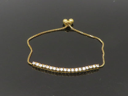 Gold Over 925 Silver  Cubic Zirconia Adjustable Child Box Chain Bracelet BT1102
