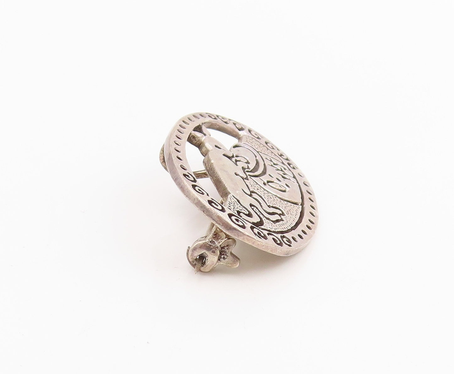 925 Sterling Silver Vintage Brooch Kangaroo Folk Art Animal Motif Pin  BP11976