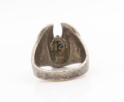 925 Sterling Silver Vintage Ring Etched Viking Warrior Thor Band  Sz 12  RG34574