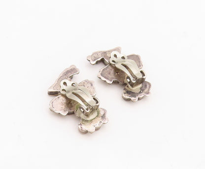 925 Sterling Silver Vintage Earrings ZUNI NAVAJO Gemstone Inlay Bird  EG13241