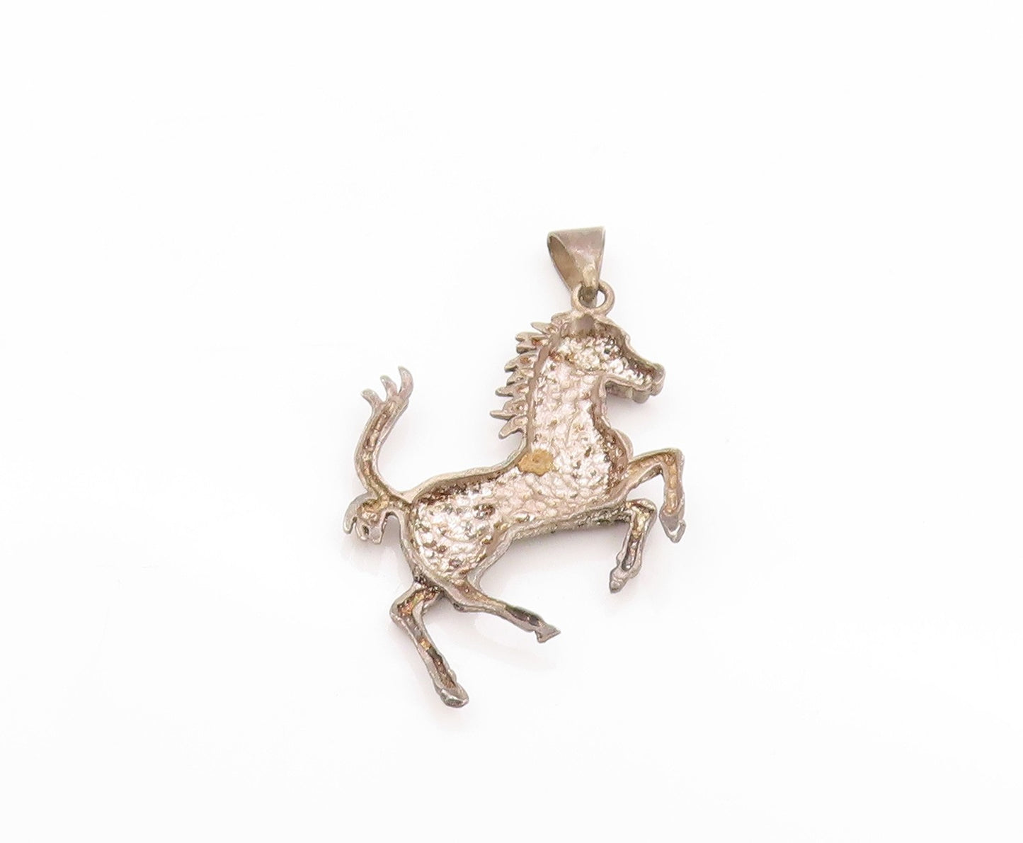 925 Sterling Silver Vintage Pendant Dark Tone Blue CZ Eyed Horse  PT24110