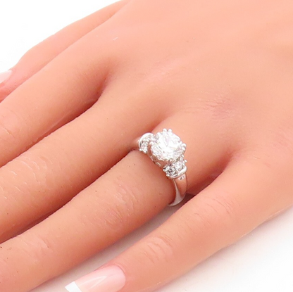 925 Sterling Silver Vintage Ring Round Cut CZ Inlay  Sz 7  RG31487