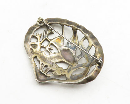 925 Sterling Silver  Vintage Dark Tone Fish Under Water Brooch Pin  BP4585