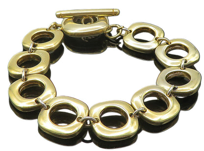 925 Sterling Silver  Shiny Gold Plated Rounded Square Chain Bracelet  BT4521
