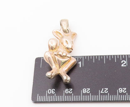 925 Sterling Silver  Vintage Shiny Hollow Kangaroo Animal Pendant  PT19790