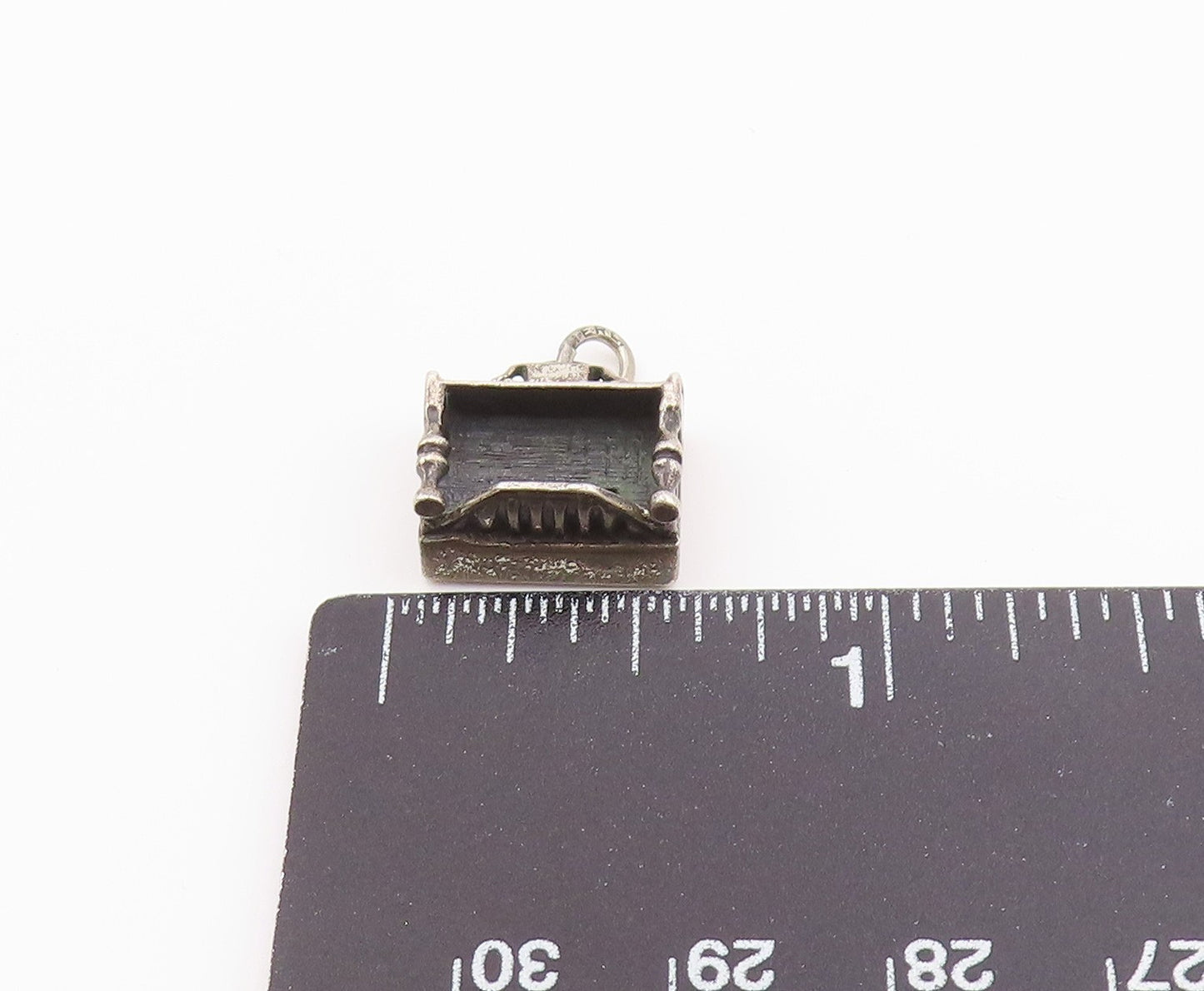925 Sterling Silver  Vintage Oxidized Petite Wall Piano Pendant  PT16407