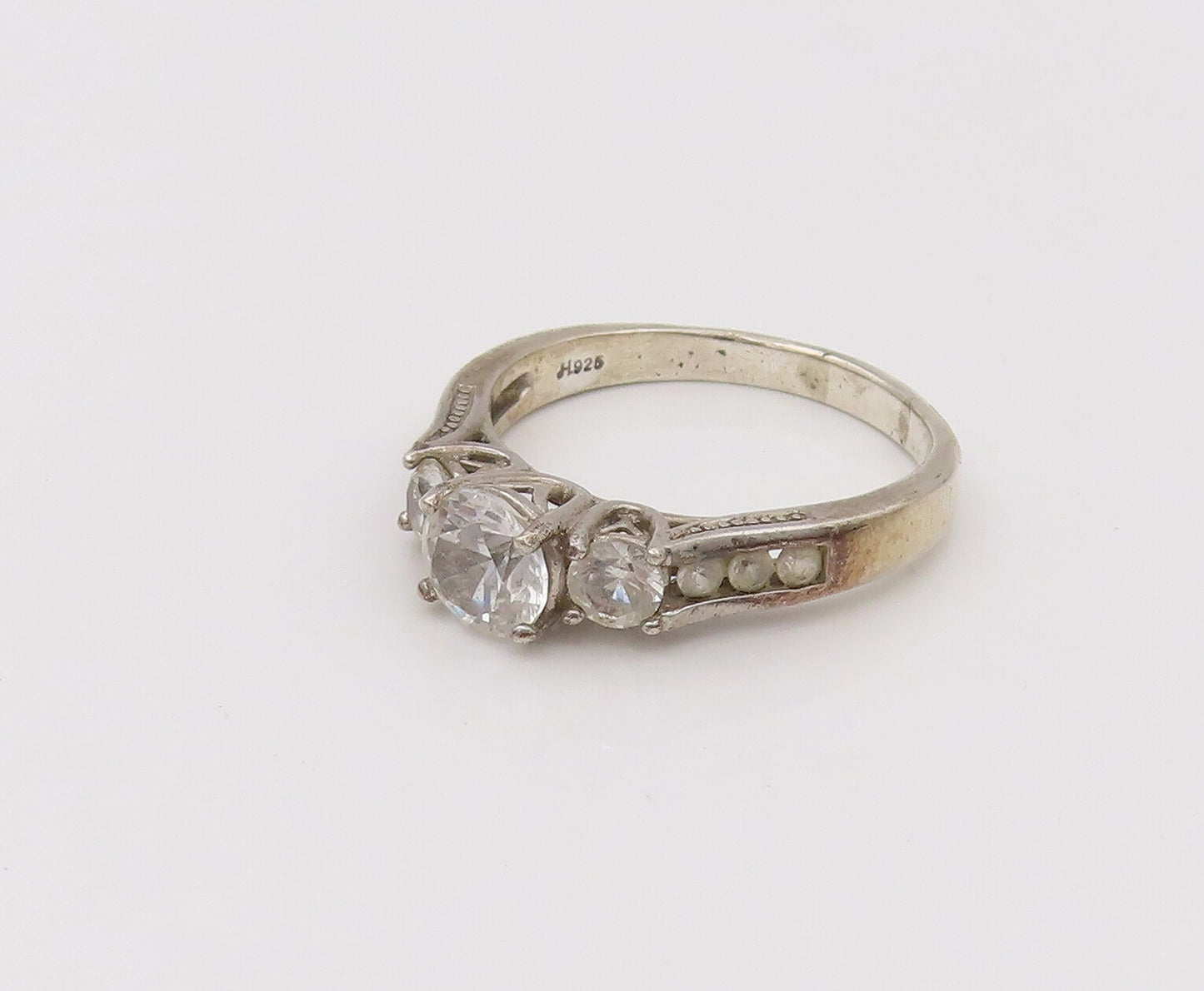 925 Sterling Silver  Vintage Princess Cut CZ Wedding Ring Sz 10.25  RG26637