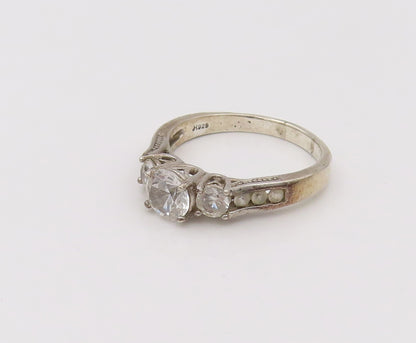 925 Sterling Silver  Vintage Princess Cut CZ Wedding Ring Sz 10.25  RG26637