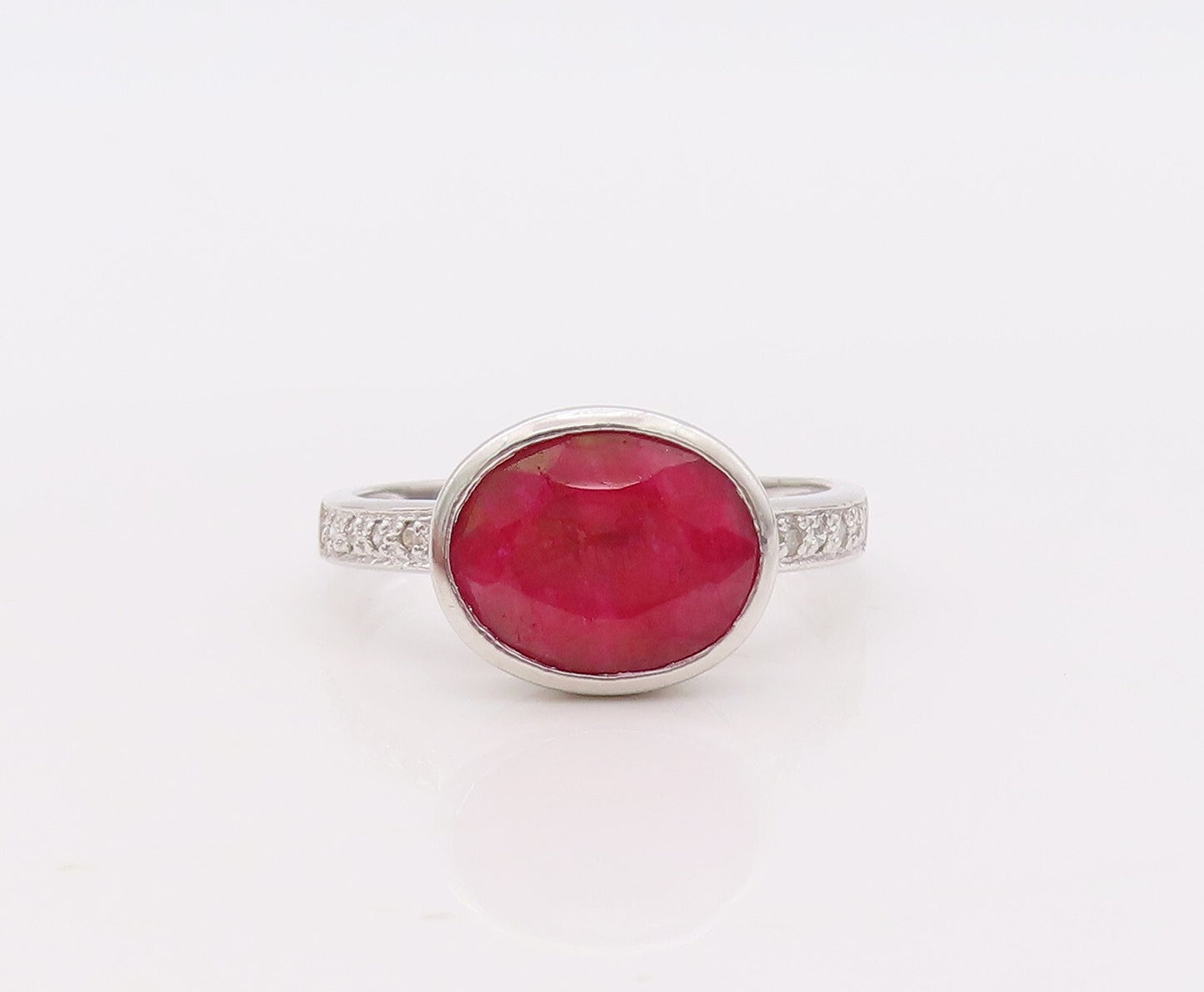 925 Sterling Silver Vintage Ring Stackable Diamonds & Gemstone  Sz 7.5  RG29903