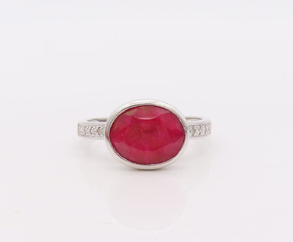 925 Sterling Silver Vintage Ring Stackable Diamonds & Gemstone  Sz 7.5  RG29903