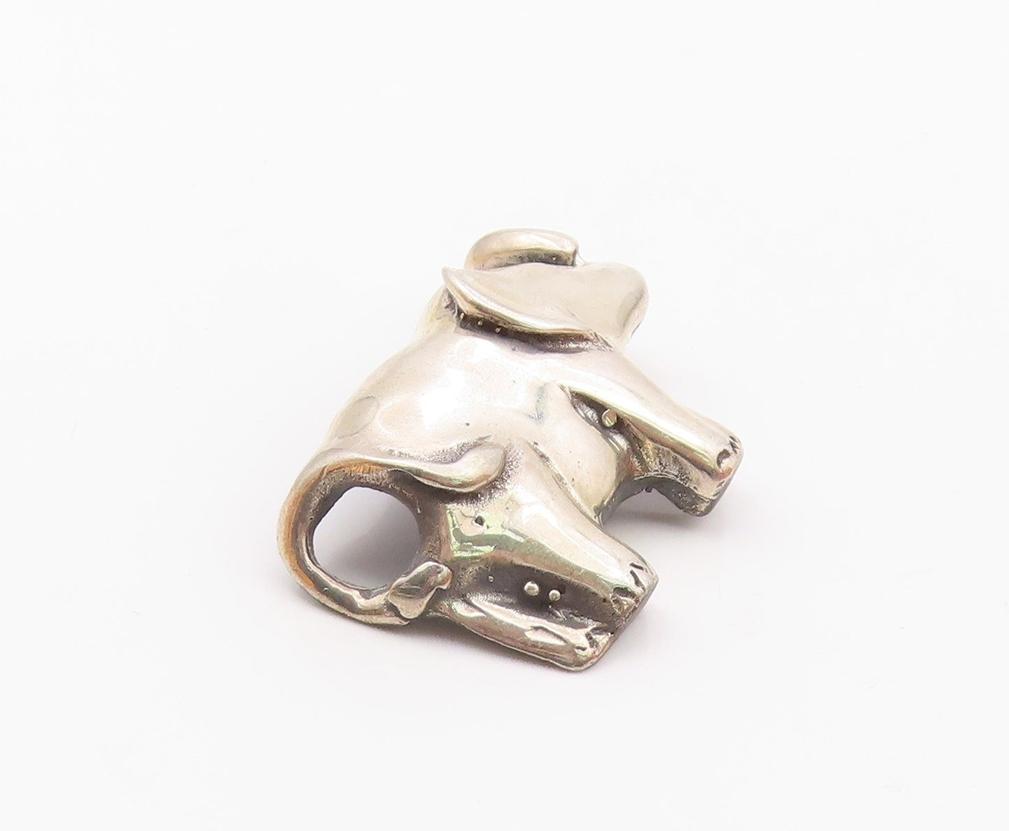 MEXICO 925 Sterling Silver  Vintage Shiny Elephant Motif Pendant  PT15293