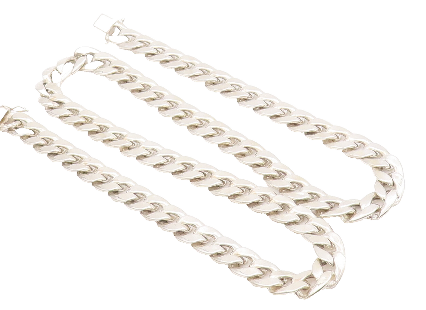925 Sterling Silver Vintage Necklace Solid Carved Flat Curb Link Chain  NE4284