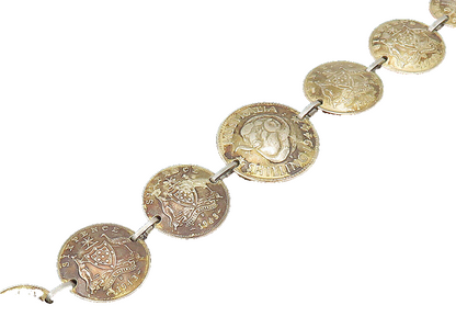 925 Sterling Silver  Vintage Australian Shilling Coin Chain Bracelet  BT8245