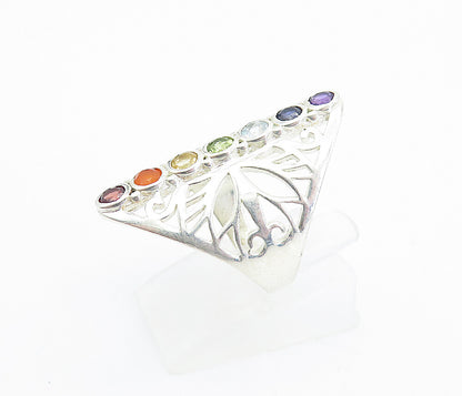 925 Silver  Amethyst Tanzanite Topaz Peridot & Citrine Ring Sz 6.5  RG8070