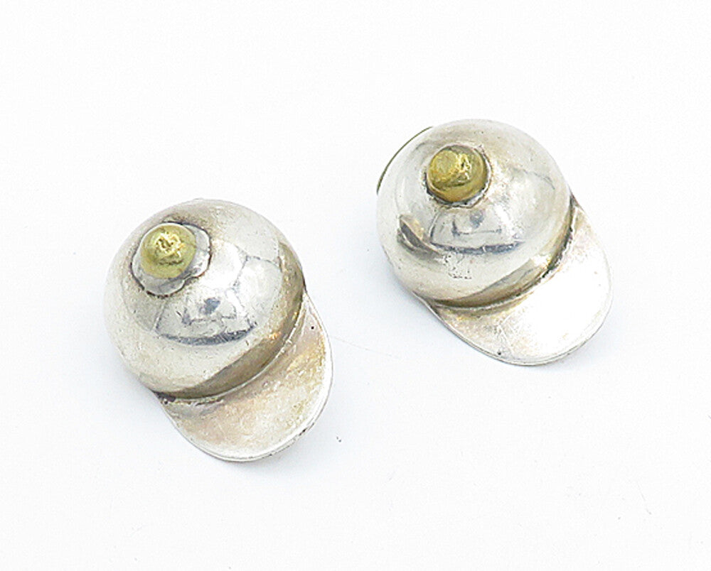MEXICO 925 Sterling Silver  Vintage Baseball Cap Non Pierce Earrings  EG2804
