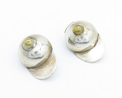 MEXICO 925 Sterling Silver  Vintage Baseball Cap Non Pierce Earrings  EG2804