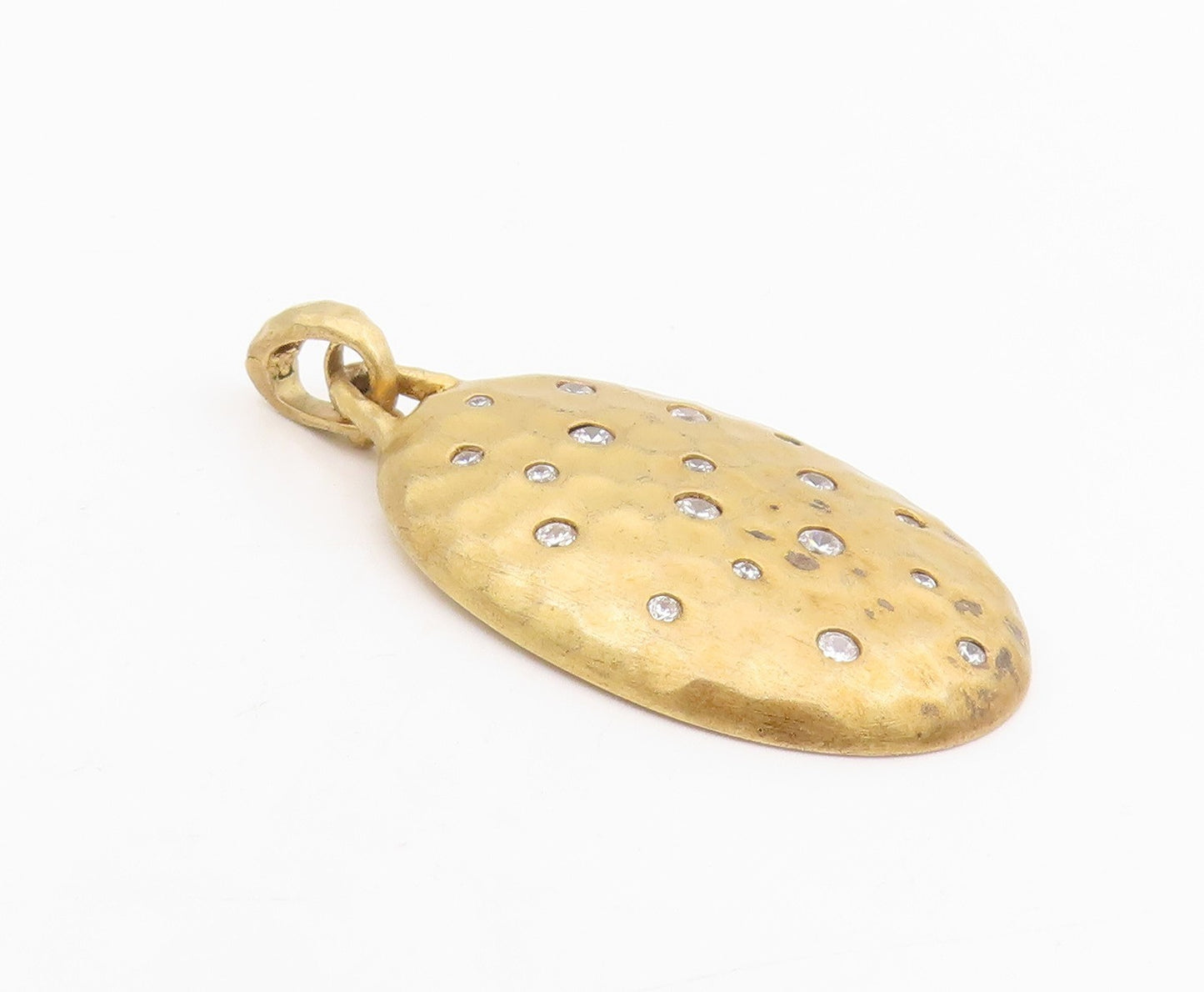 925 Sterling Silver Vintage Pendant Gold Plated Round CZ Inset Medal  PT25553