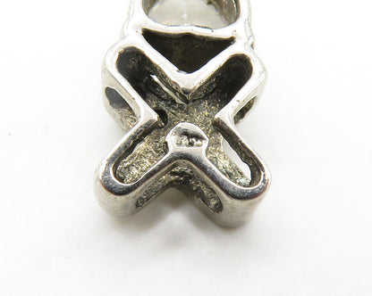 925 Sterling Silver  Vintage Cubic Zirconia Love Heart XO Pendant  PT15260