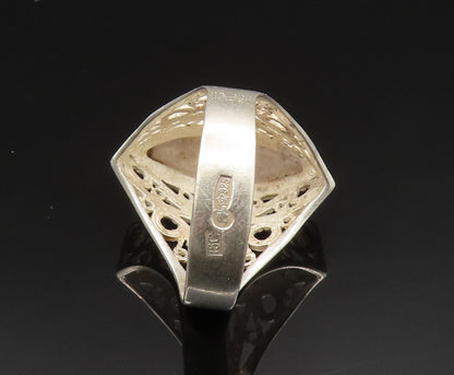 POLAND 925 Silver  Vintage Spiral Scroll Marquise Shaped Ring Sz 9  RG25029