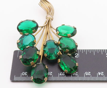 925 Sterling Silver  Vintage Green Topaz Floral Bouquet Brooch Pin  BP8970
