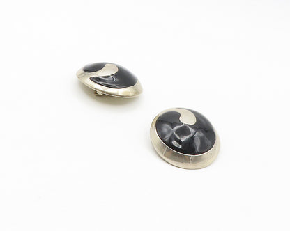 ANDREA CHAPIN 925 Sterling Silver Vintage Black Onyx Non Pierce Earrings  EG8991