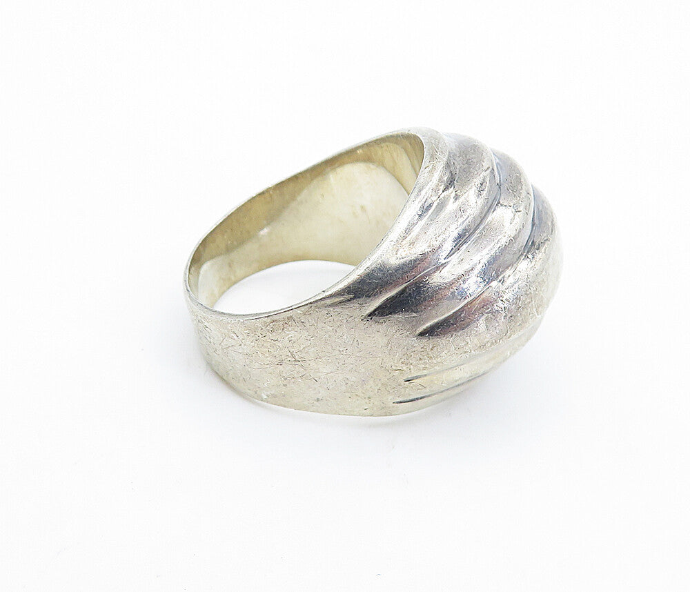 925 Sterling Silver  Vintage Shiny Fluted Dome Round Band Ring Sz 8.5  RG6436