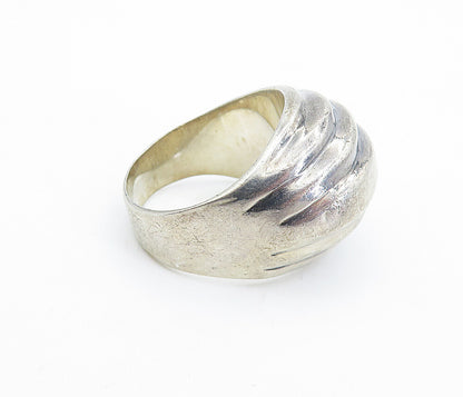 925 Sterling Silver  Vintage Shiny Fluted Dome Round Band Ring Sz 8.5  RG6436
