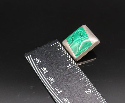 MEXICO 925 Silver  Vintage Inlaid Malachite Non Pierced Earrings  EG12197