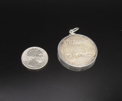 925 Sterling Silver  Vintage Double Sided Suomi Finland Coin Pendant  PT21653