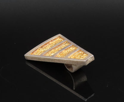 POLAND 925 Silver  Vintage Two Tone Carved Graduated Triangle Pendant  PT21874