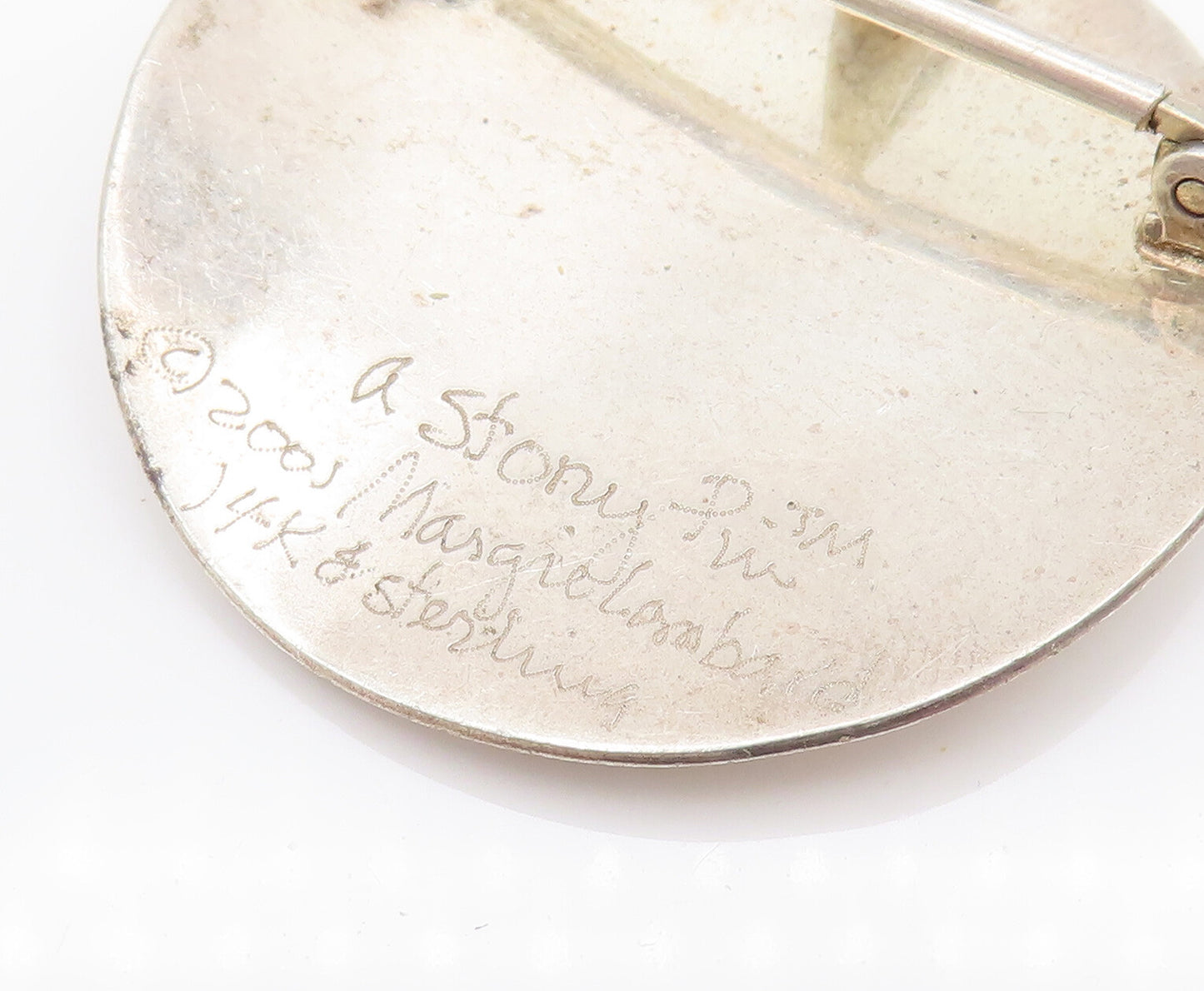 MARGIE LOMBARD 14K GOLD & 925 Silver Vintage Inspirational Brooch Pin BP10122