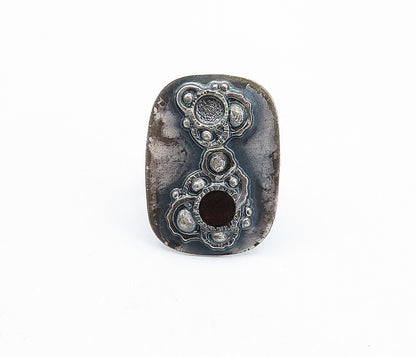 MIW GERMANY 925 Silver  Vintage Oxidized Modernist Band Ring Sz 6  RG4324