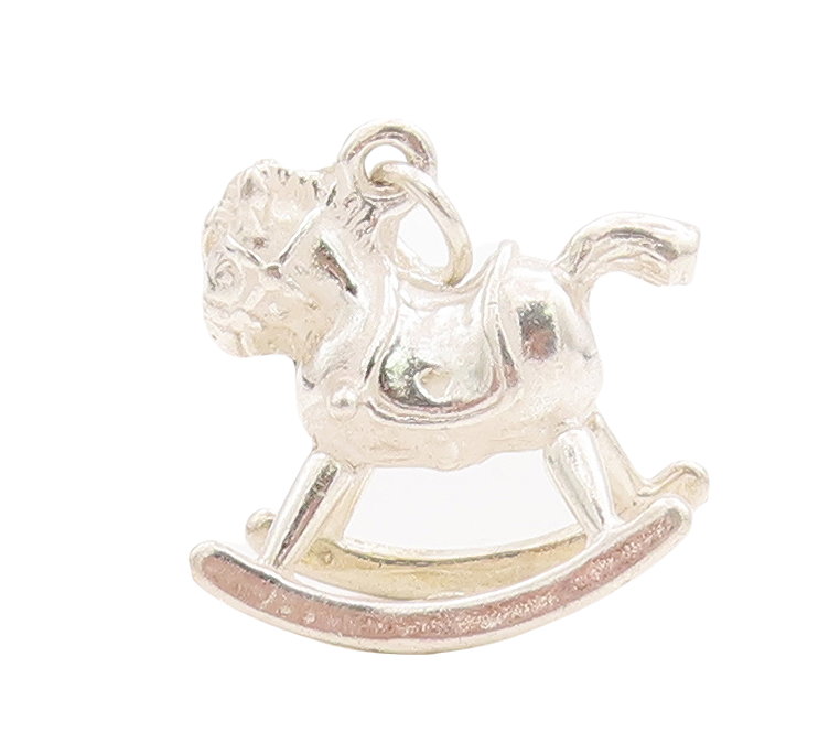 925 Sterling Silver Vintage Pendant Mini Rocking Horse Char Charm  PT23467