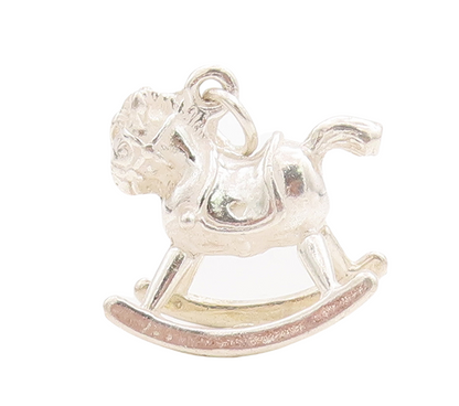 925 Sterling Silver Vintage Pendant Mini Rocking Horse Char Charm  PT23467