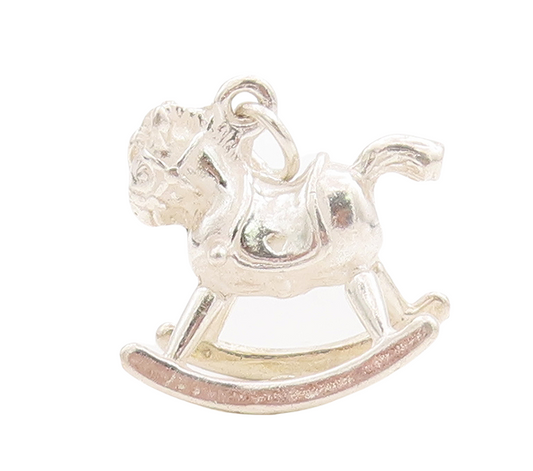 925 Sterling Silver Vintage Pendant Mini Rocking Horse Char Charm  PT23467