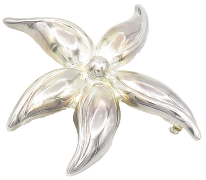 925 Sterling Silver  Vintage Shiny Single Flower Motif Brooch Pin  BP4530