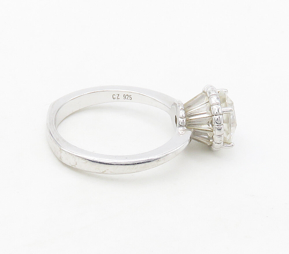 TYCOON 925 Silver  Shiny Prong Set Cubic Zirconia Solitaire Ring Sz 6  RG16848