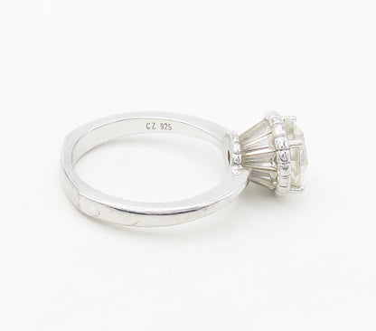 TYCOON 925 Silver  Shiny Prong Set Cubic Zirconia Solitaire Ring Sz 6  RG16848
