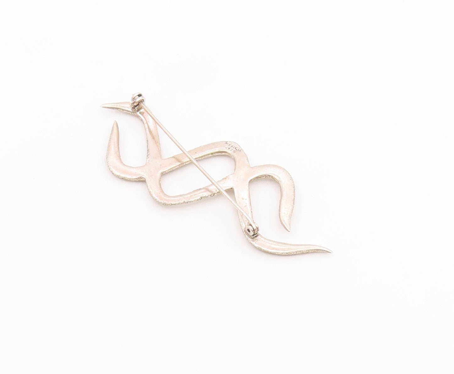 925 Sterling Silver  Vintage Textured Wavy Crisscross Brooch Pin  BP9636
