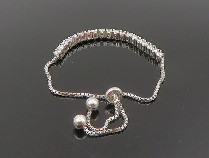 925 Silver  White Cubic Zirconia Adjustable Child Box Chain Bracelet  BT1002