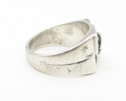 925 Sterling Silver  Vintage Alpha Sigma Phi Fraternity Band Ring Sz 4 RG11145