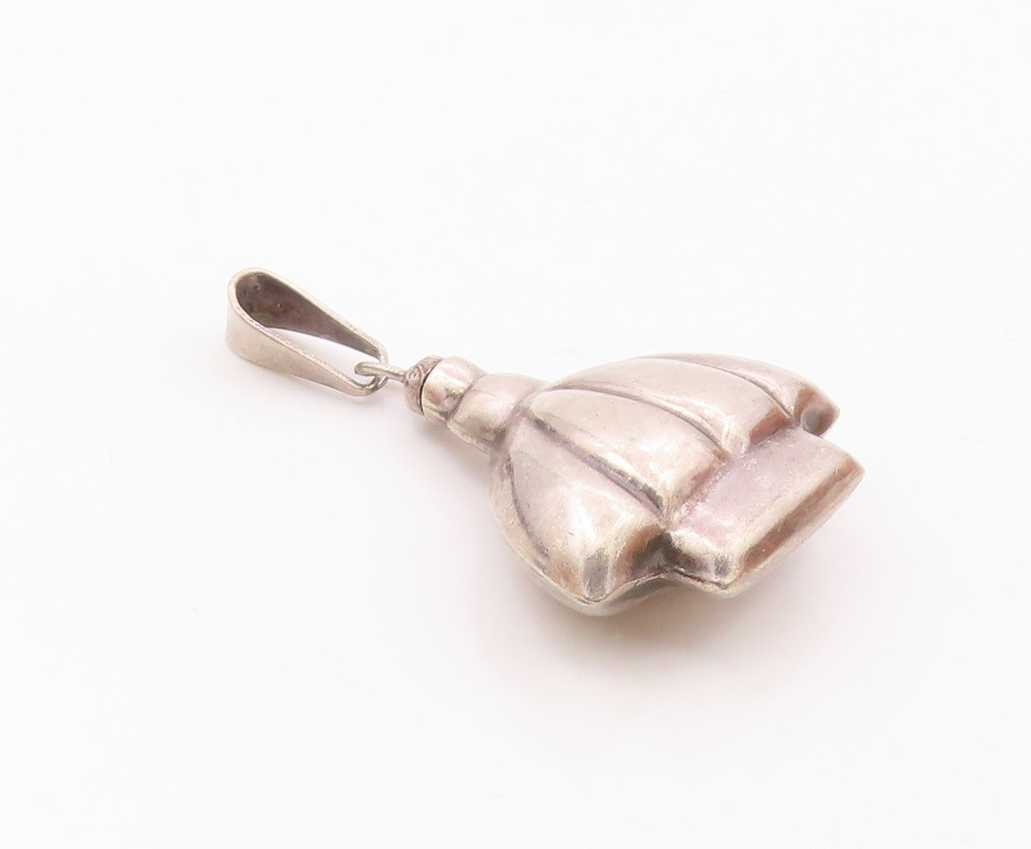 MEXICO 925 Silver  Vintage Scalloped Perfume Bottle Pendant (OPENS)  PT19635