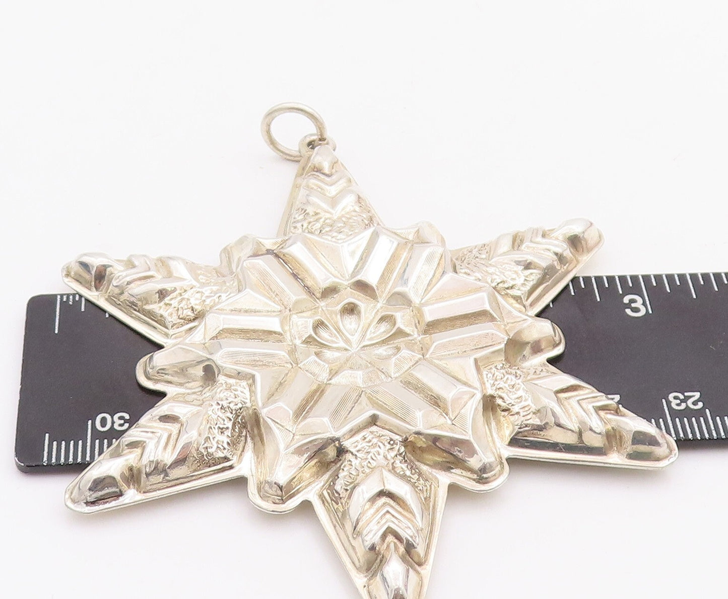 925 Sterling Silver Vintage Pendant GORHAM Carved Christmas Ornament  PT23360