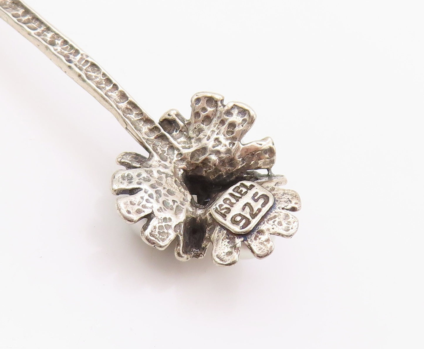 925 Sterling Silver Vintage Earrings ISRAEL Designer Drop Pearl Flower  EG13471