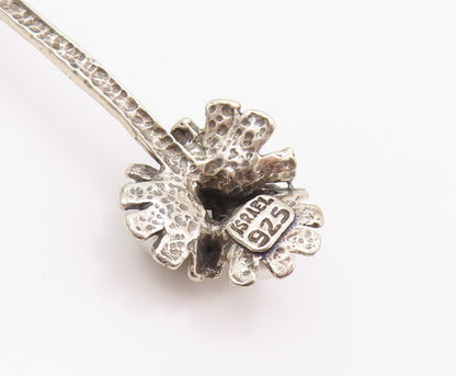 925 Sterling Silver Vintage Earrings ISRAEL Designer Drop Pearl Flower  EG13471