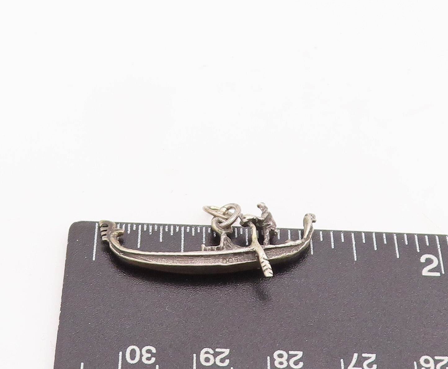 925 Sterling Silver Vintage Pendant Cutout Two People On Boat  PT23313