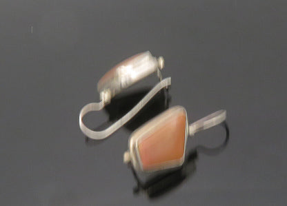SARDA 925 Sterling Silver  Vintage Brown Stone Shiny Dangle Earrings  EG10055